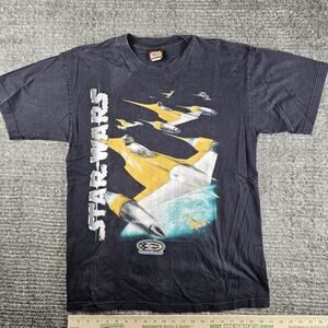 90s Star Wars Episode 1 NABOO STARFIGHTER Lucasfilm Big Print T Shirt Size Large